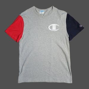 Champion Color Block Grey Crew Neck T-Shirt